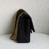 Vintage Chanel Black Jersey Medium Classic Flap with 24k Gold Hardware