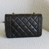 Vintage Chanel Black Lambskin Small Diana with 24k Gold Hardware