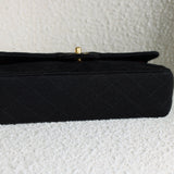Vintage Chanel Black Jersey Medium Classic Flap with 24k Gold Hardware