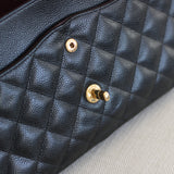 Chanel Black Caviar Double Flap Jumbo with Gold Hardware