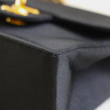 Vintage Chanel Black Satin Mini Square with 24k Gold Hardware
