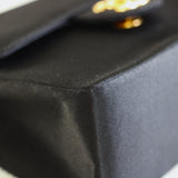 Vintage Chanel Black Satin Mini Square with 24k Gold Hardware