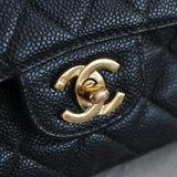 Vintage Chanel Black Caviar Small Classic Flap with 24k Gold Hardware