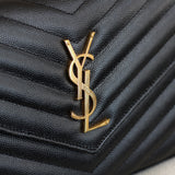 Saint Laurent Black Grain de Poudre Triquilt Envelope Wallet