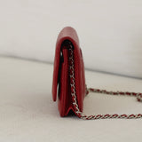 Chanel Red Caviar Wallet on Chain with Silver Hardware