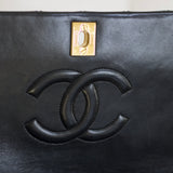 Vintage Chanel Black Lambskin Full Flap with 24k Gold Hardware