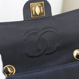 Vintage Chanel Black Satin Mini Square with 24k Gold Hardware