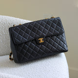 Vintage Chanel Black Caviar Single Flap Jumbo with 24k Gold Hardware