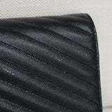 Saint Laurent Black Grain de Poudre Triquilt Envelope Wallet