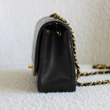 Vintage Chanel Black Lambskin Small Diana with 24k Gold Hardware