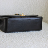 Vintage Chanel Black Lambskin Small Diana with 24k Gold Hardware