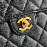 Vintage Chanel Black Caviar Single Flap Jumbo with 24k Gold Hardware