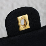 Vintage Chanel Black Jersey Medium Classic Flap with 24k Gold Hardware