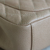 Chanel Beige & Black Caviar Small Filigree Flap with Aged Gold Hardware