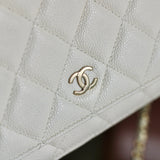 Chanel White Caviar Wallet on Chain with Light Gold Hardware