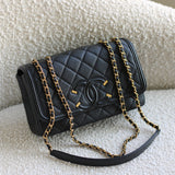 Chanel Black Caviar Small Filigree Flap with Aged Gold Hardware