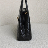 Chanel Black Calfskin Nano Kelly Top Handle with Aged Gold Hardware