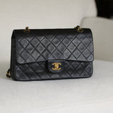 Vintage Chanel Navy Blue Lambskin Medium Classic Flap with 24k Gold Hardware (Pending)