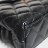 Chanel Black Calfskin Nano Kelly Top Handle with Aged Gold Hardware