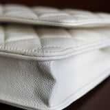 Chanel White Caviar Wallet on Chain with Light Gold Hardware