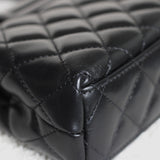 Chanel Black Calfskin Nano Kelly Top Handle with Aged Gold Hardware