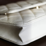 Chanel White Caviar Wallet on Chain with Light Gold Hardware