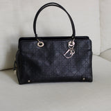 Vintage Dior Black Calfskin Large East West Lady Dior with Silver Hardware