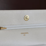 Chanel White Caviar Wallet on Chain with Light Gold Hardware