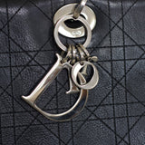 Vintage Dior Black Calfskin Large East West Lady Dior with Silver Hardware