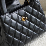 Chanel Black Calfskin Nano Kelly Top Handle with Aged Gold Hardware