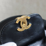 Chanel Black Calfskin Nano Kelly Top Handle with Aged Gold Hardware