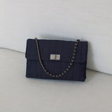 Vintage Chanel Denim Chocolate Bar with Aged Silver Hardware