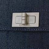 Vintage Chanel Denim Chocolate Bar with Aged Silver Hardware