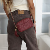 Chanel Burgundy Caviar Coco Tassel Camera Bag with Light Gold Hardware