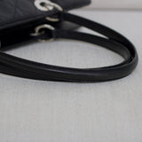 Vintage Dior Black Calfskin Large East West Lady Dior with Silver Hardware