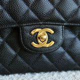 Vintage Chanel Black Caviar Small Classic Flap with 24k Gold Hardware