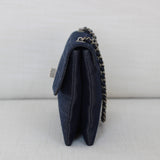 Vintage Chanel Denim Chocolate Bar with Aged Silver Hardware