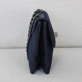 Vintage Chanel Denim Chocolate Bar with Aged Silver Hardware