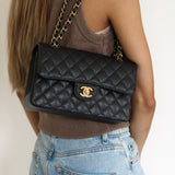 Chanel Black Caviar Small Classic Flap with Gold Hardware
