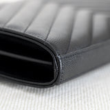 Saint Laurent Black Grain de Poudre Triquilt Envelope Wallet