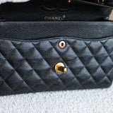 Vintage Chanel Black Caviar Small Classic Flap with 24k Gold Hardware