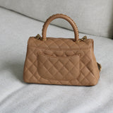 Chanel Caramel Caviar Small Coco Top Handle with Aged Gold Hardware