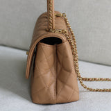 Chanel Caramel Caviar Small Coco Top Handle with Aged Gold Hardware