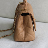 Chanel Caramel Caviar Small Coco Top Handle with Aged Gold Hardware