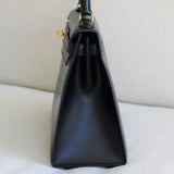 Vintage Hermès Black Box Calf Kelly 28 Gold Hardware