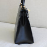 Vintage Hermès Black Box Calf Kelly 28 Gold Hardware