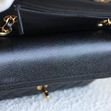 Vintage Chanel Black Caviar Small Classic Flap with 24k Gold Hardware