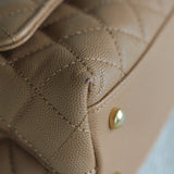 Chanel Caramel Caviar Small Coco Top Handle with Aged Gold Hardware