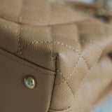 Chanel Caramel Caviar Small Coco Top Handle with Aged Gold Hardware