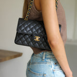 Chanel Black Caviar Small Classic Flap with Gold Hardware